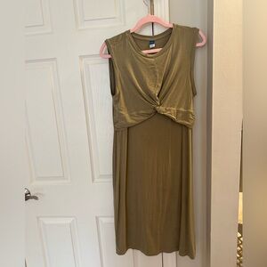 Old Navy Green Twist Front Midi Maternity and Nursing Dress